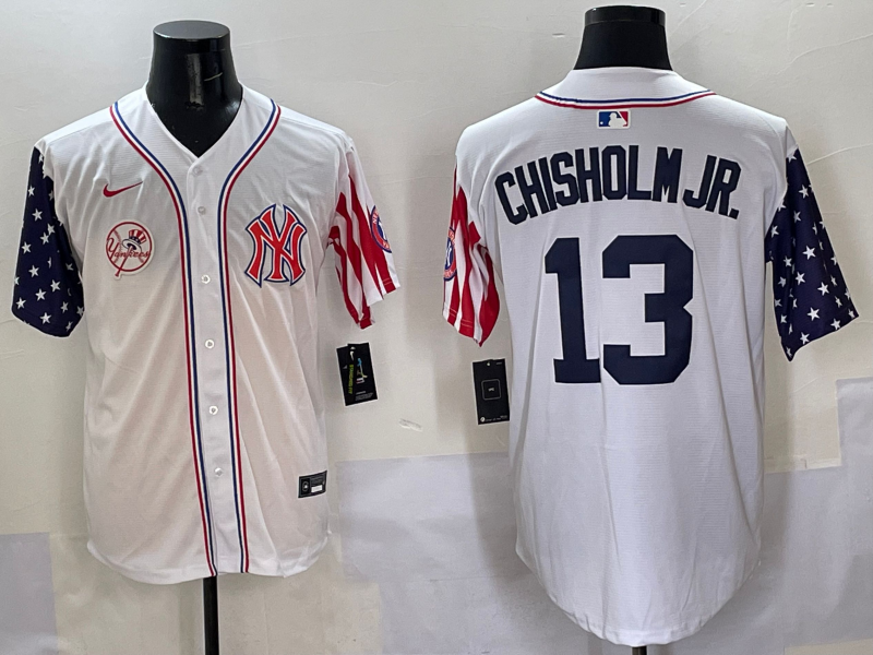 Men 2025 MLB New York Yankees 13 Chisholm Jr white jersey style 32